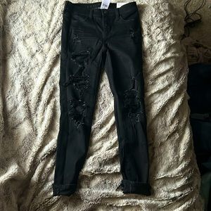 Black American Eagle jeans with rips and holes!!